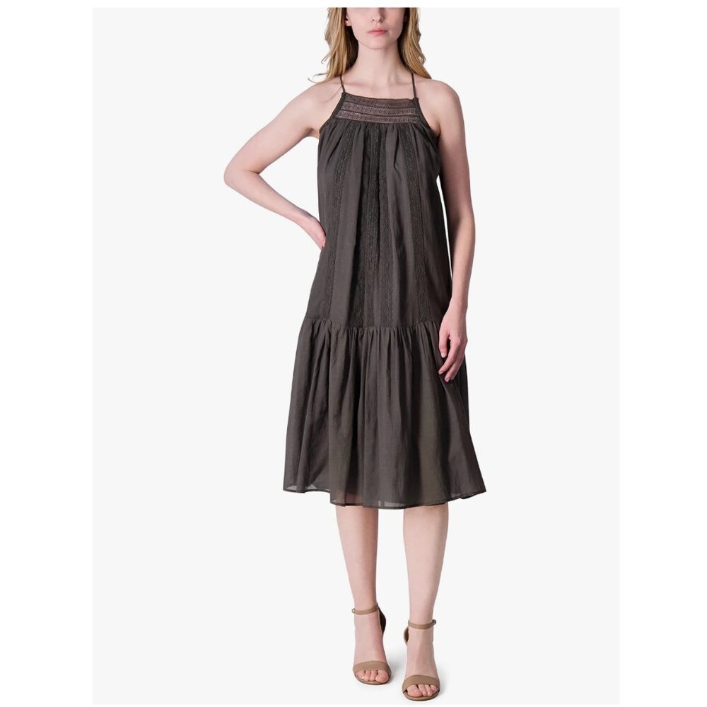 New! Lucky Brand Cotton Lace Maxi Dress in Raven Women's Size XL